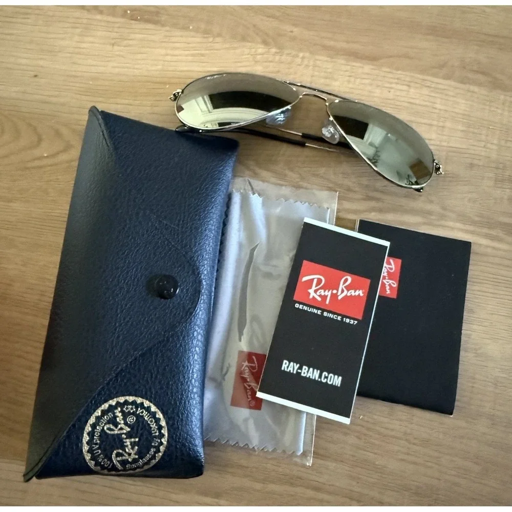 Ray-Ban 58mm Aviator Classic 3025 Sunglasses Black Glass Polarized Silver Frame